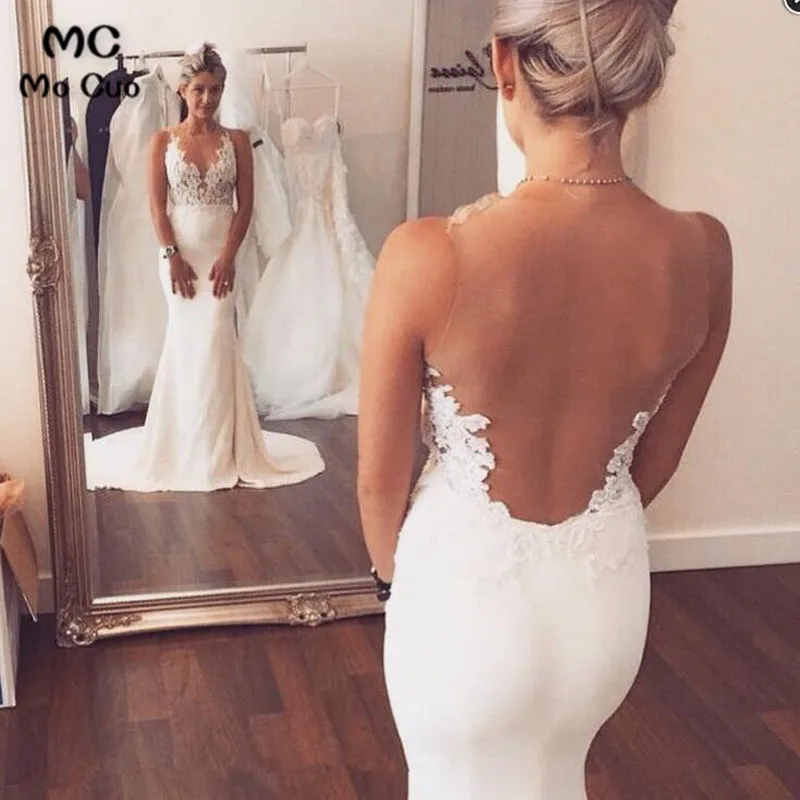 Charming Mermaid Wedding Dresses,Long See Through Wedding Dresses4