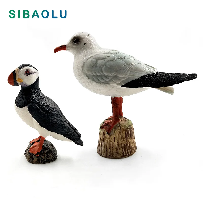 Sale   Simulation Cute Seagull Puffin Sea bird Animal model figurine home decor miniature fairy garden dec 
