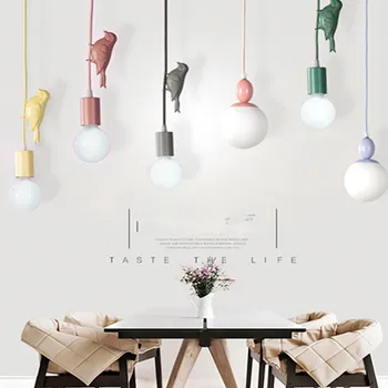 

Modern Nordic Macaroon Creative Color Birds Child Room Pendant Light Kids Bedroom Light Simple Dinner Light Free Shipping
