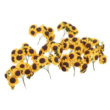 

100pcs Chic Mini Artificial Paper Sunflower Wedding Card Decor Craft DIY (Yellow)