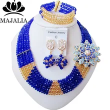 Мода г. синий в Африканском нигерийском стиле на свадьбу бусы Ювелирный Набор Кристалл Свадебные Ювелирные наборы WIN009