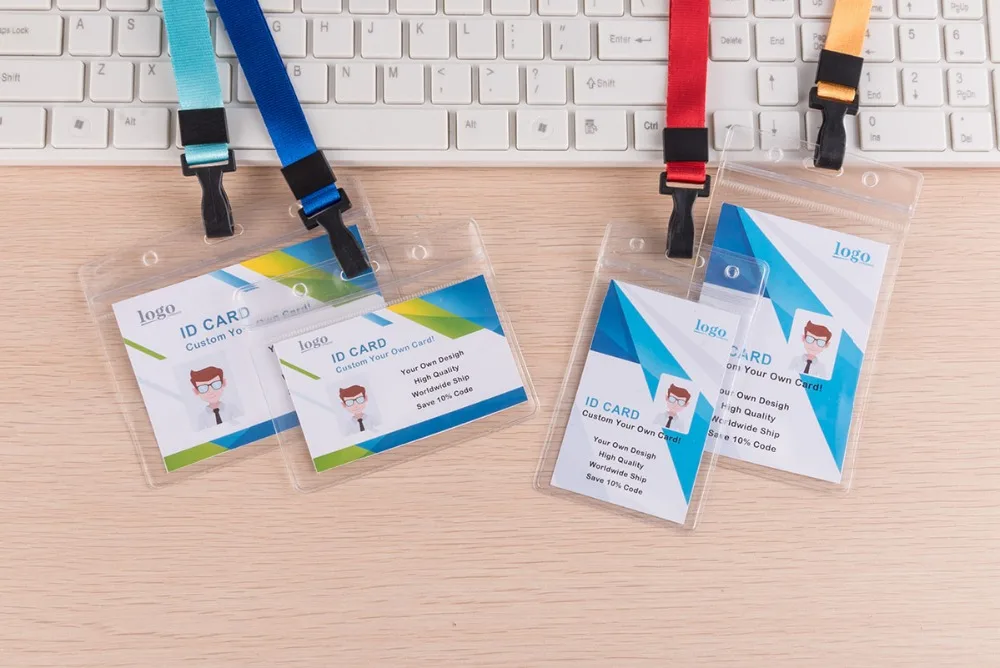 

10PCS PVC Clear ID Card Badge Holder with Zipper Office Stationery Supplies