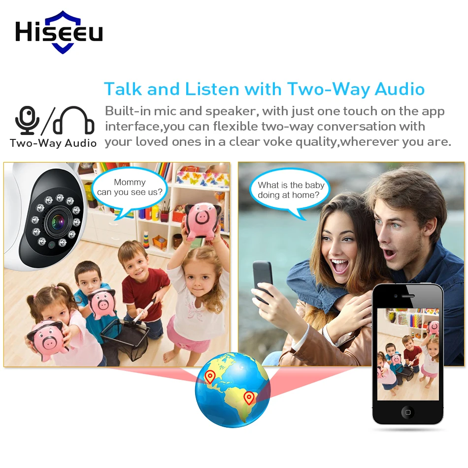 Hiseeu 1080P 1536P ip-камера, беспроводная домашняя камера безопасности, камера наблюдения, Wifi, ночное видение, CCTV камера, 2 Мп, детский монитор
