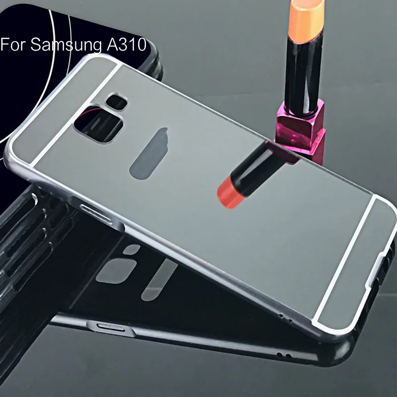 Grey Зеркальная задняя крышка для samsung A3 чехол для samsung Galaxy A3 A310F A3100 Роскошный Золотой металлический каркас чехол для телефона s+ подарок - Цвет: Grey