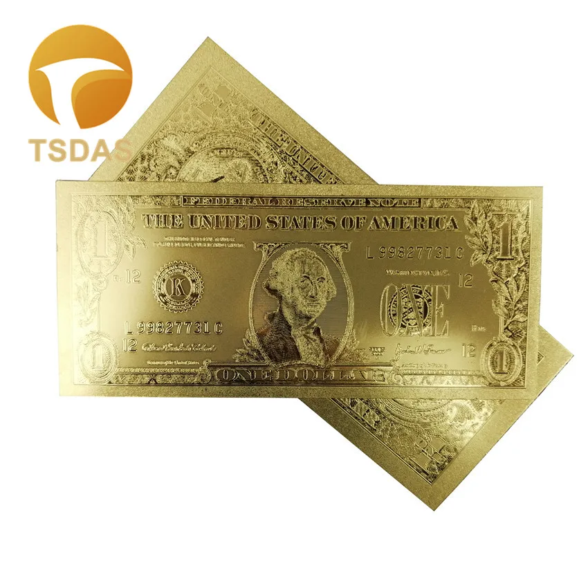 

American 1 Dollar Gold Banknote 24K Golden Plated Engraved for Collections Currency Crafts USD Gold Foil Banknote