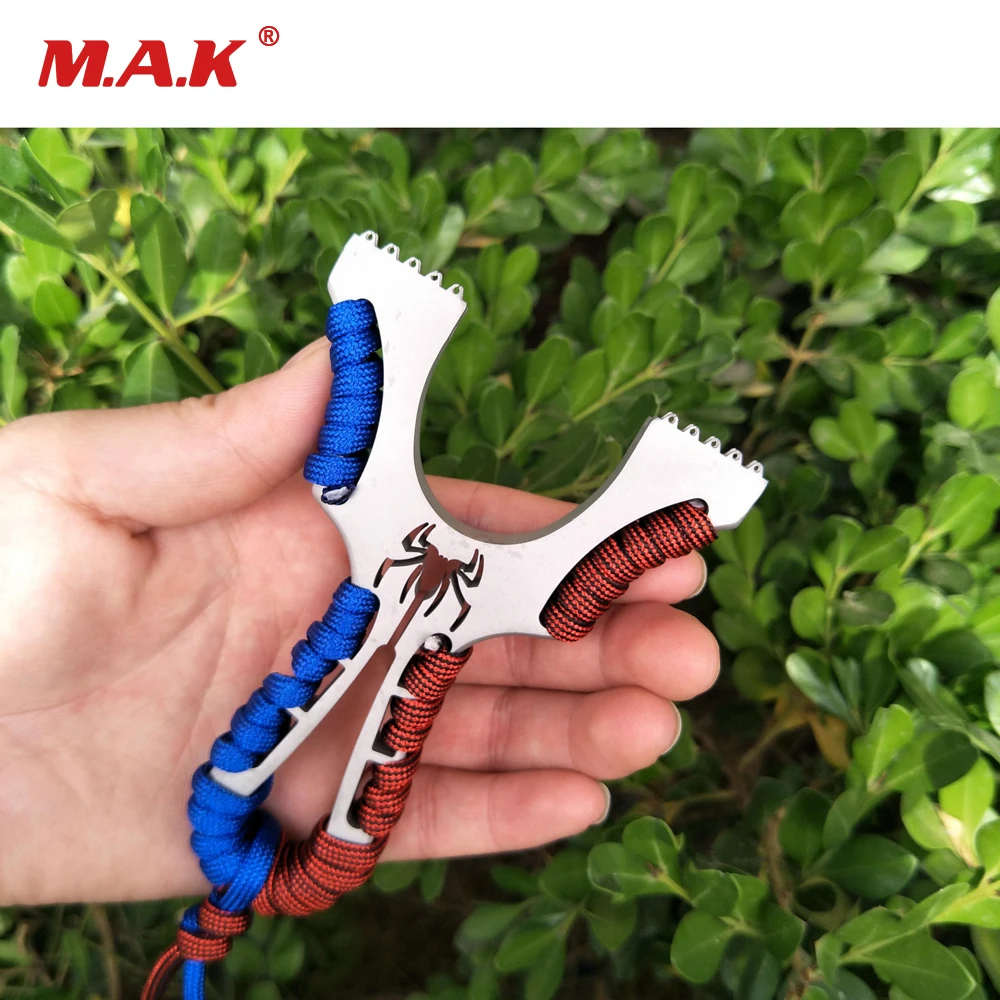 Slingshot Spider плоская Кожа из нержавеющей стали с 3 наручными резиновыми лентами для