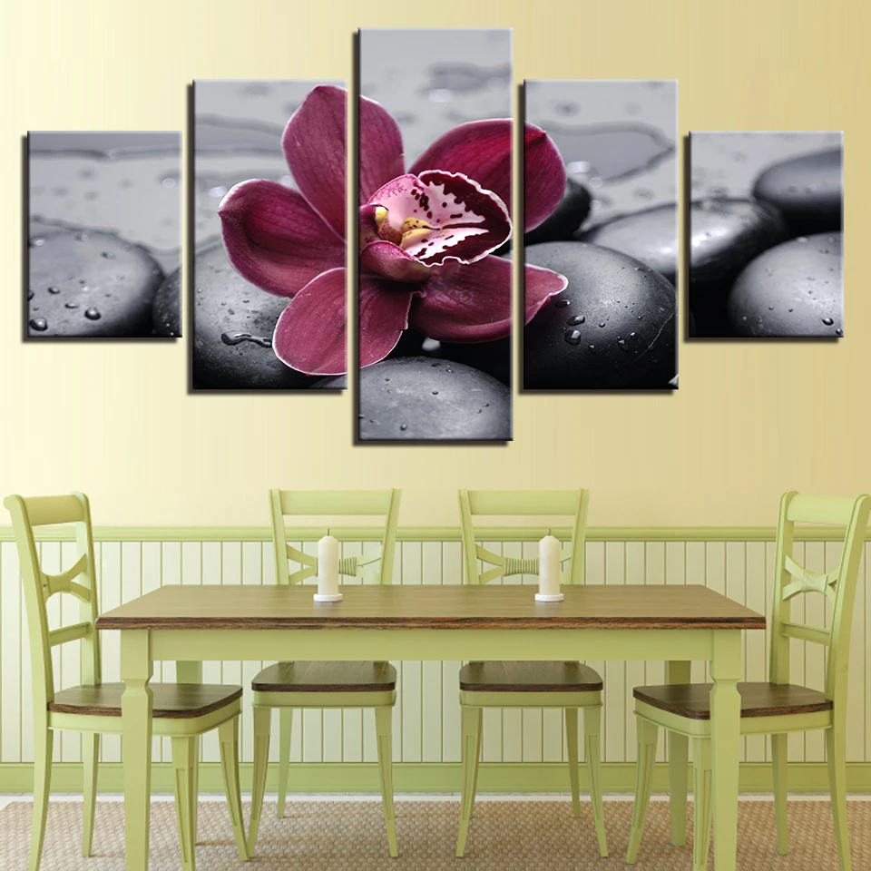 Imprime-HD-Pinturas-Da-Arte-Da-Parede-da-lona-de-5-Pe-as-Roxo-Moth-Orchid