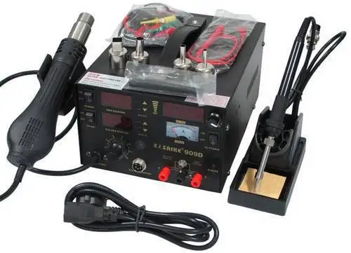 

High Quality Soldering Iron Saike 909D Rework Station Hot Air Gun Soldering Station With Power Suuply 3 in 1 220V / 110V