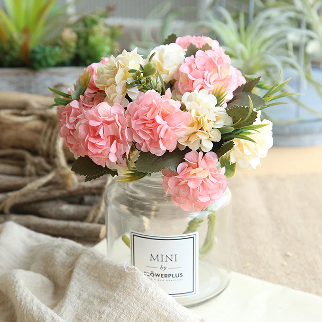 

Party Ornamental Accessories Artificial Hydrangea Flowers Bouquet Home Decorations Silk Cloth Plastic Wedding Fake Flowers 30cm