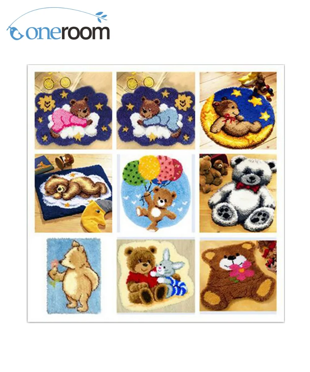 

NOneroom Latch Hook Kit Rug Cushion Pillow Mat DIY Craft Bear Length Cross Stitch Needlework Crocheting Rug Embroidery