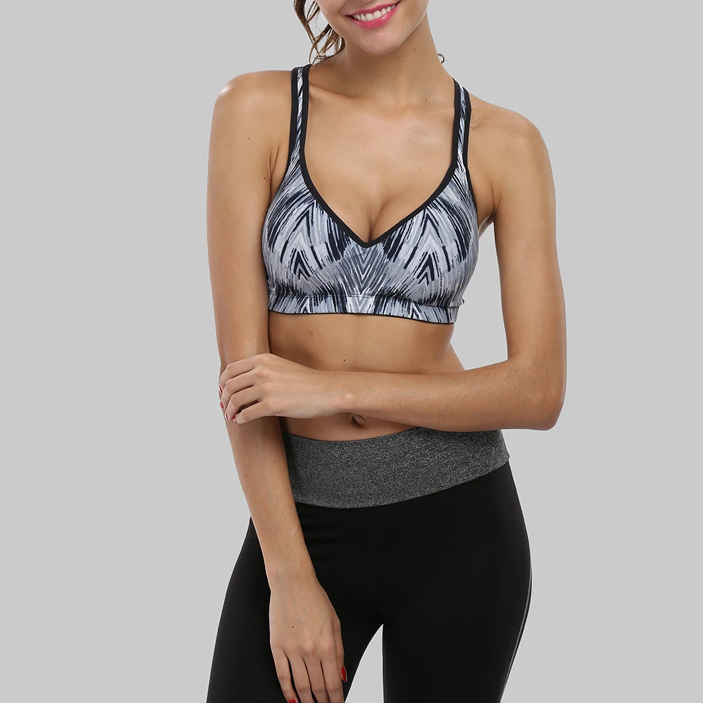 Charmleaks Women Sports Bra Med Impact Support Backcross Yoga Bra Running Workout Bra Underwear Fitness Sports Top