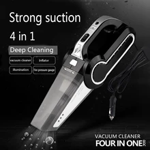 4-в-1 автомобиля Портативный влажной/сухой автоматический пылесос 12V 120W 4000Mpa шин насоса Давление датчик светодиодный светильник