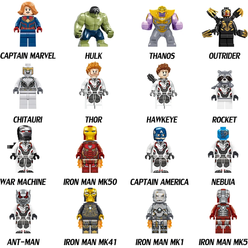 Marvel Avengers Endgame Sets Building Blocks Iron Man Captain Marvel Thanos Hulk Figures Kids Toys Compatible LegoING Avengers 4