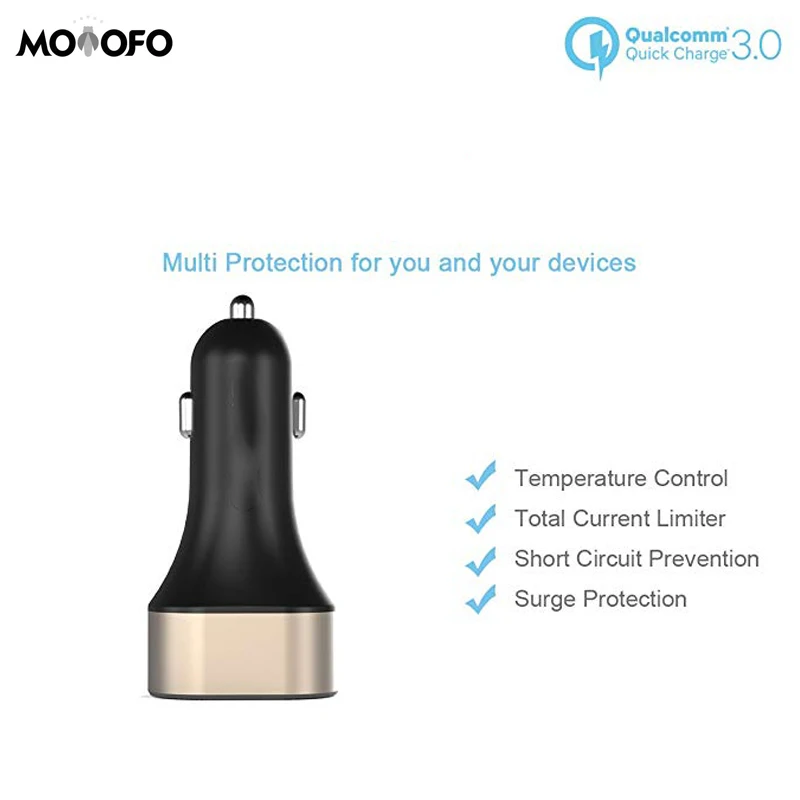 42W car charger Fast charging 3.0 car charger adapter 3 port, 5V / 2.4A smart recognition Apple android phone tablet