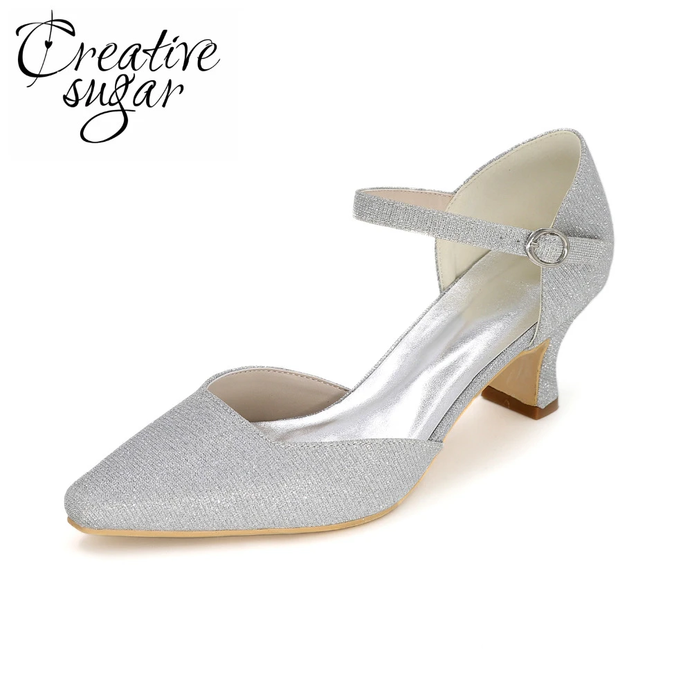 silver low heel shoes