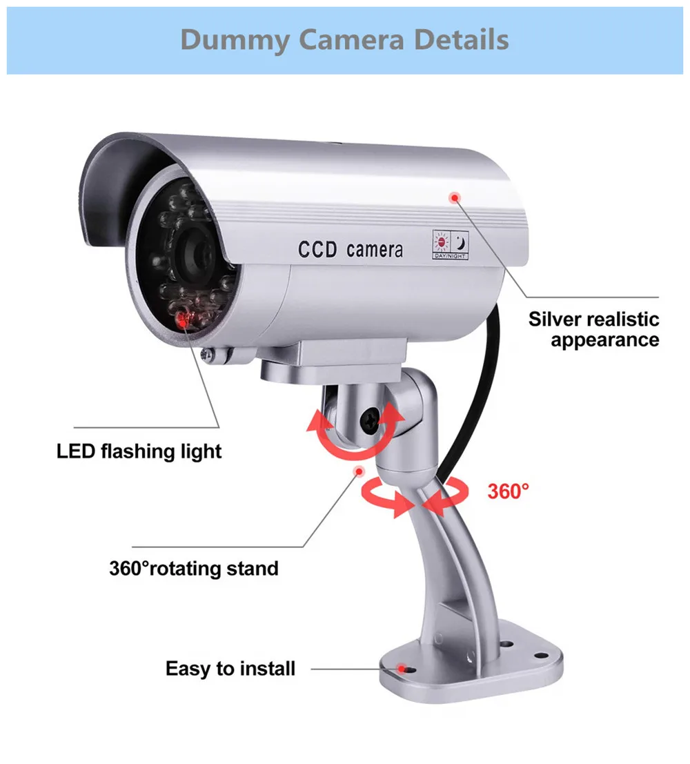Поддельные манекены камеры видеонаблюдения wifi мигающий красный светодиод водонепроницаемый наружный поддельный муляж камеры наблюдения