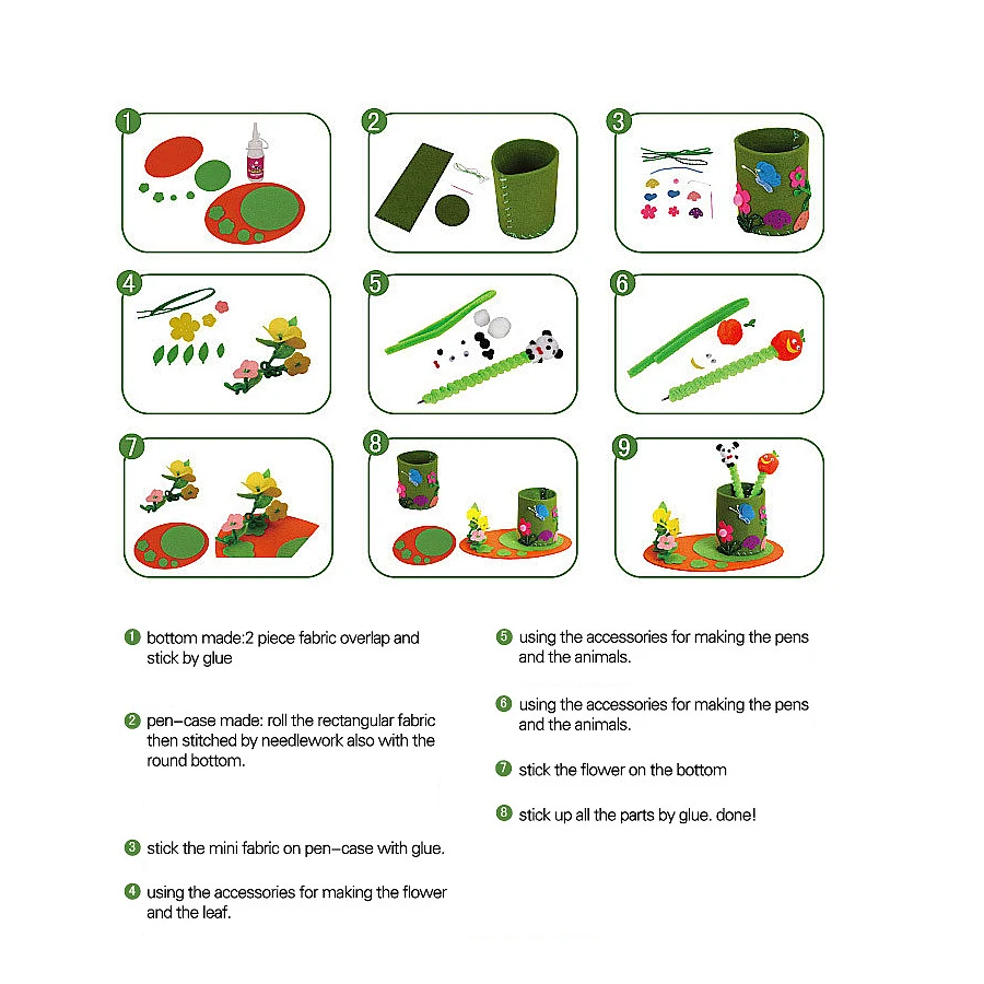 DIY ручной работы фетровая ткань ручка контейнер, ремесла и швейные нетканые карандаш держатель Дети Развивающие игрушки для рукоделия