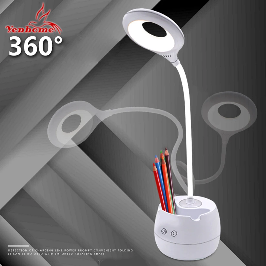 

High Quality Adjustable Intensity USB Rechargeable LED Desk Table Lamp Reading Light Touch Switch LED Desk Lamp With Pencil Vase