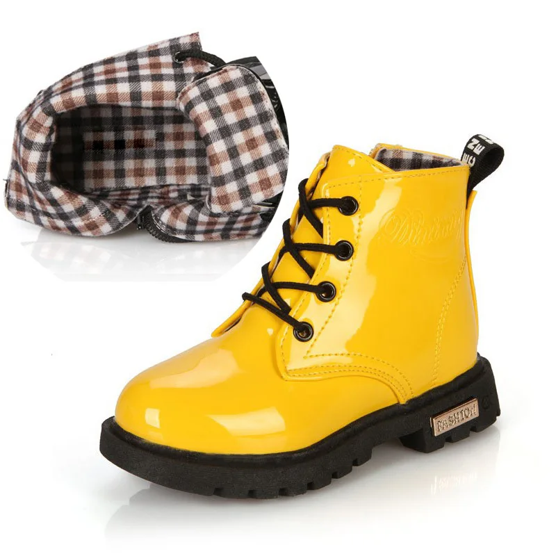 Детские ботинки; сезон осень-зима; водонепроницаемые ботинки martin; коллекция года; детская обувь; ботинки для мальчиков и девочек; детская обувь для детей 1-12 лет; CSH043 - Цвет: yellow