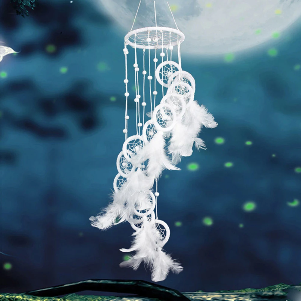 

Indian White Dream Catcher Rope Feather Tassel Wedding Home Wall Hanging Decor HYD88