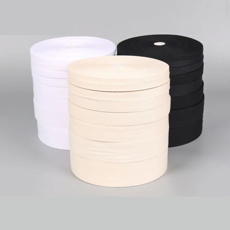 내추럴 화이트 블랙 리본 10/15/20/25/30/40mm 면 웨빙 번팅 헤링본 능직 봉제 테이프, 바이어스 바인딩 50 야드