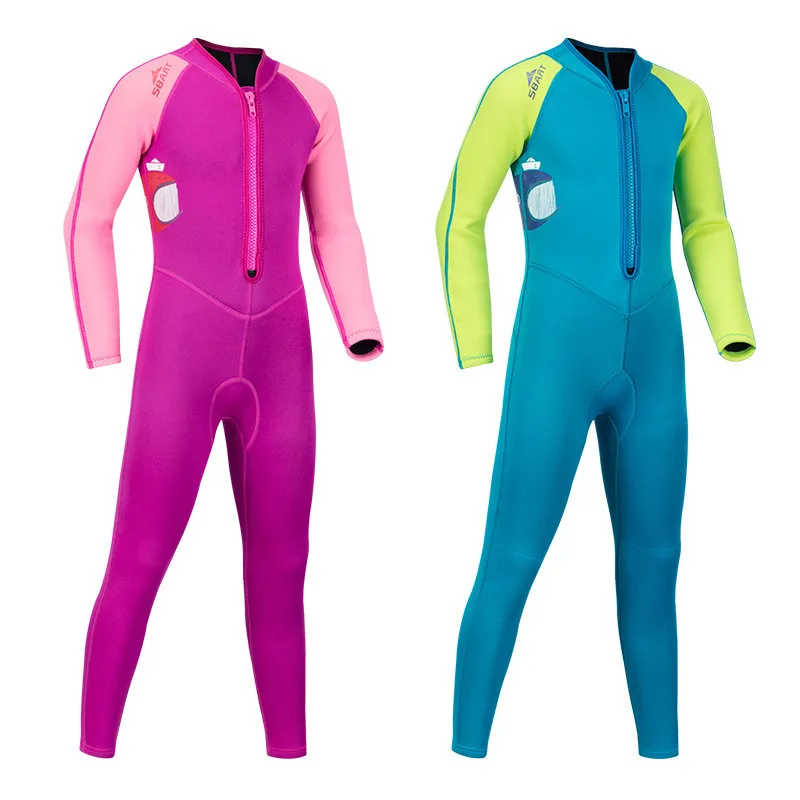 

2018 Sbart 2mm 2-12Y Children Sunscreen Long Sleeve Conjoined Youth Kids Fullbody Wetsuit Teenage Boys Girls Wet Suit Swimsuit