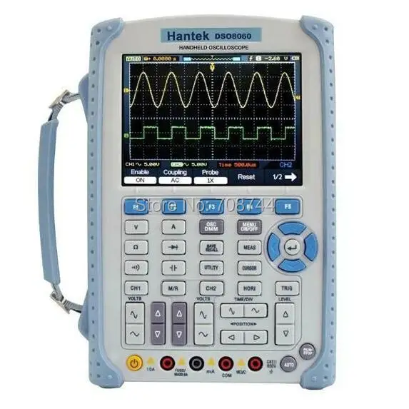 Ручной Osciloscope Hantek DSO8060 60 МГц 2 канала 250MSA/s большой 5 7 дюймовый TFT цветной ЖК