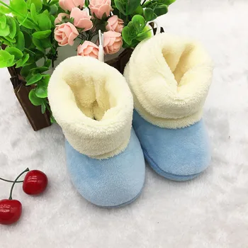 

New Born Warm Baby Shoes Girls 1 Year Toddler Shoes Baby Boys First Walkers Soft Cotton Autumn Coral Velvet Crib Boots T0090
