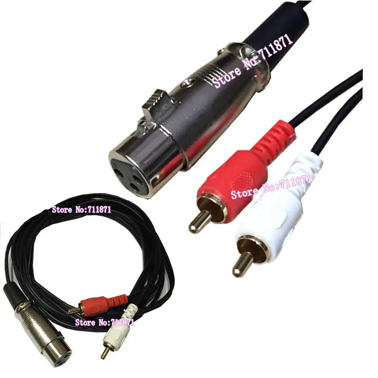XLR CANNON Female Double RCA Male Audio Line 150cm Two RCA Male CANNON