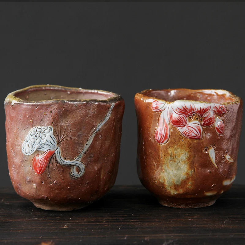 The ugly cups Coarse pottery cup Firewood ceramic cup Japanese