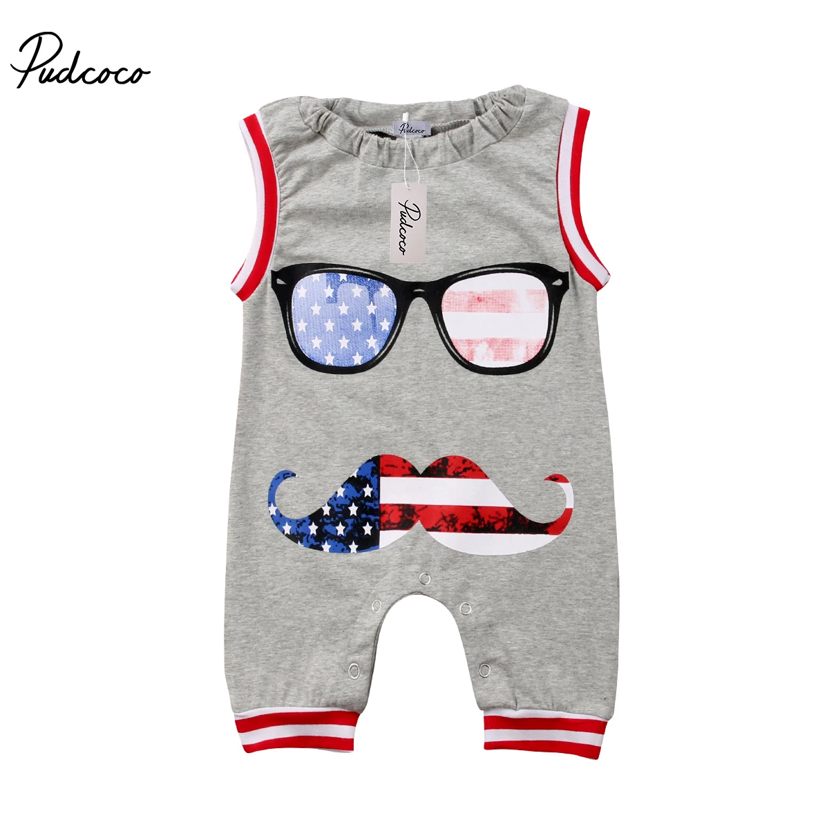 Infant Baby Boys Girls Outfits American Flag Pattern Romper Jumpsuit Clothes