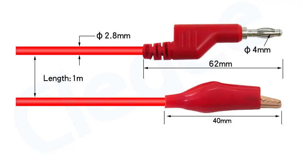 Cleqee P1044 5 шт. 4 мм стековый банановый Штепсель для alliagtor зажим Тестовые провода Прочный мультиметр тестовые кабели медь 1 м