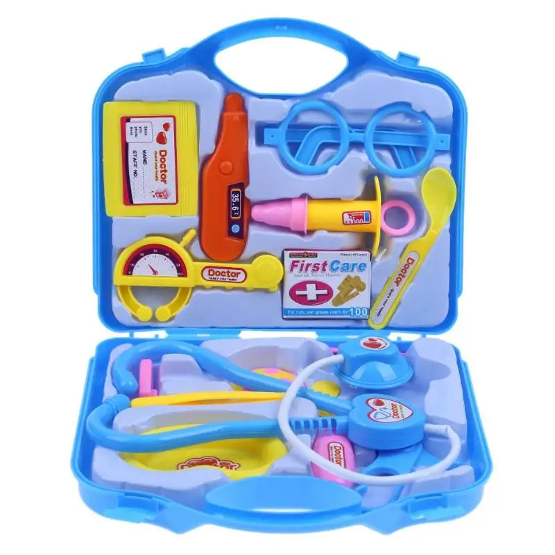 15pcs Pretend Doctor Toys Educational Doctor Nurse Role Children Pretend Play Toys Doctor Play Set Medical Kit Roleplay Toy Set - Цвет: Синий