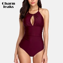 Charmleaks, женский купальник с высокой горловиной, сплошной цвет, купальник, бандажный, мягкий, сексуальный купальник, бикини