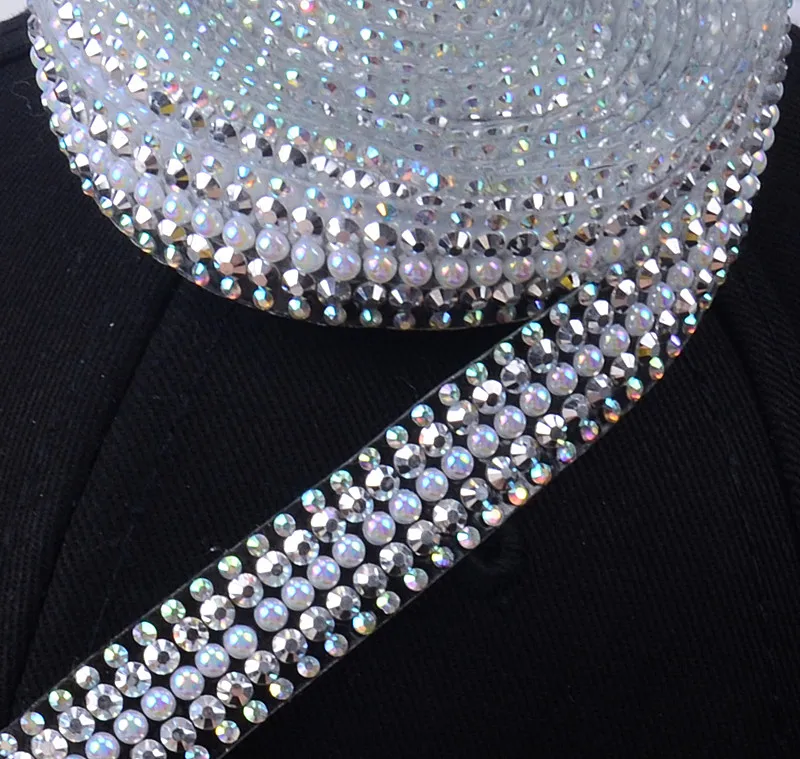 

5yard 15mm wide hotfix rhinestone Trim Mesh strass chain cyrstal Banding bridal applique for garment wedding dress decoration