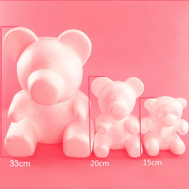 

Valentine's gift 1PC 9cm Foam Rose Bear Mold DIY Artificial Rose Flower Bear Plastic Bear Roses Model Accessories Bag