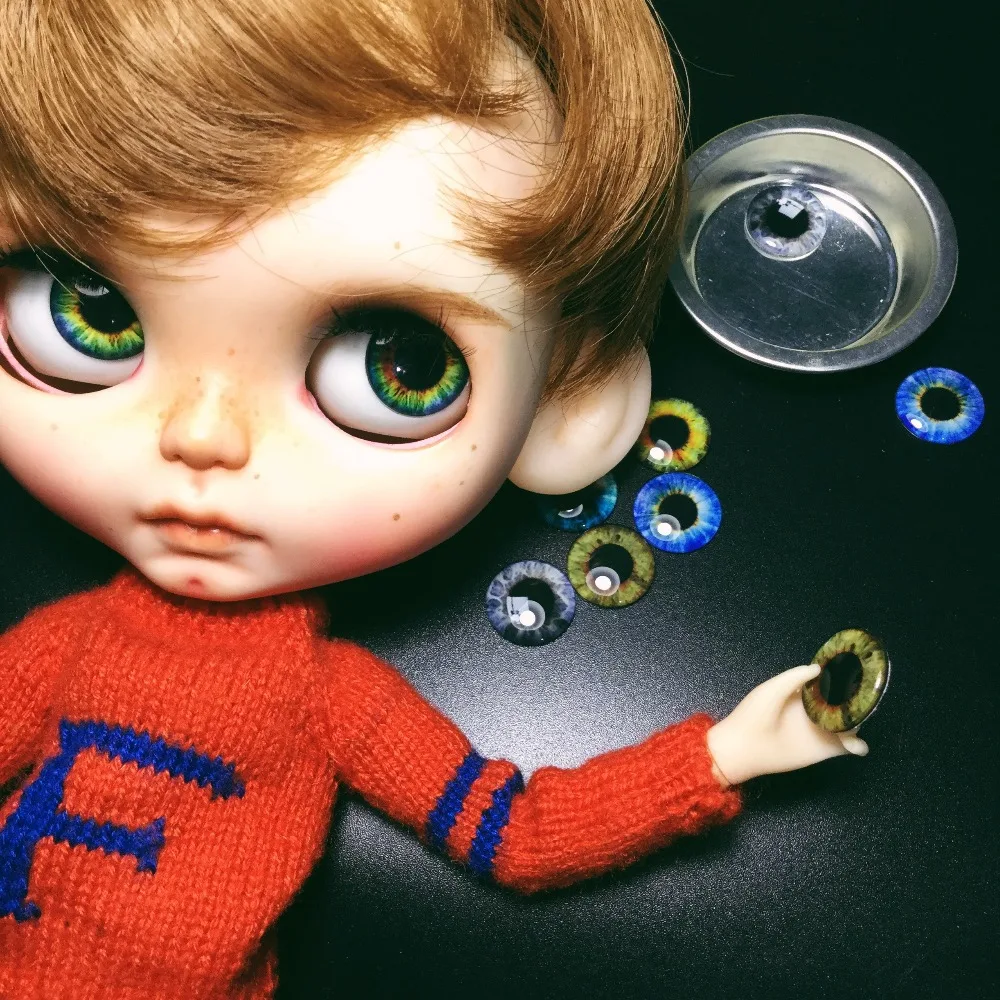 

Free shipping 5Pairs Blyth doll eyeballs 14mm colorful eyes hand made cartoon eyeballs doll accessories Blyth eye chips pupils
