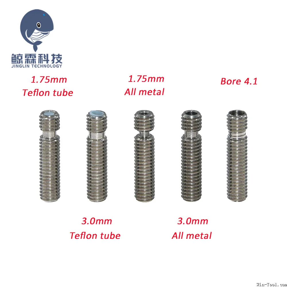 

10PCS/LOT New V5 Throat M6*26 Thread Hot End For 1.75mm 3mm Filament 3D Printers Parts All Metal With Teflon Tube Part
