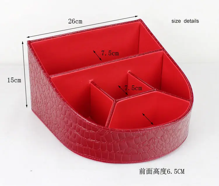 Стильный 5-портовый с наклоном заколкой для древесины кожаный Настольный кейс для косметики ящик для хранения Коробка органайзер для макияжа 262B