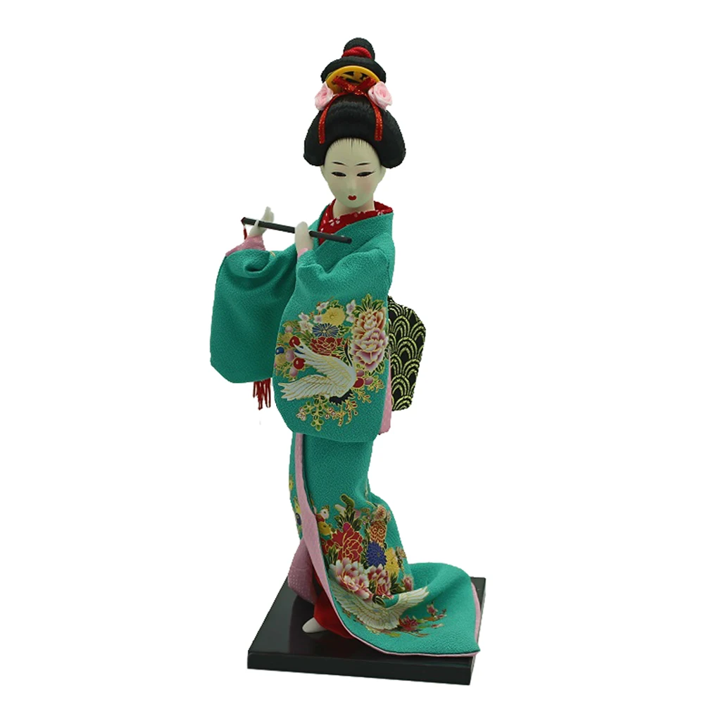 Японское кимоно 12 дюймов кукла Geisha Kokeshi украшение для дома зеленая одежда |