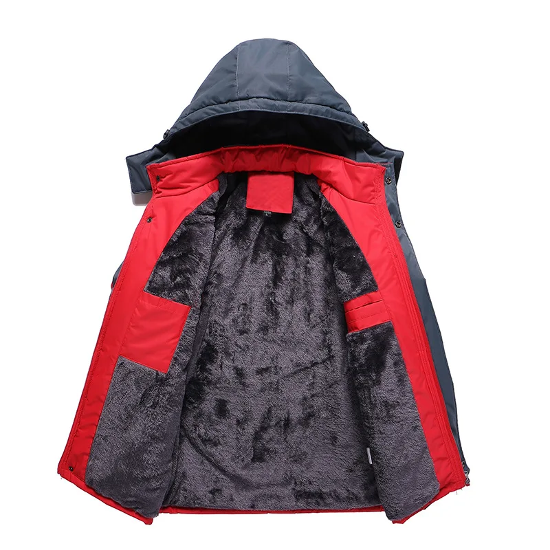 

Winter Jacket Men Plus Velvet Warm Windproof Coats Men Windbreaker Hooded Jackets Thicken Men's Parka Overcoat Masculino Casacos