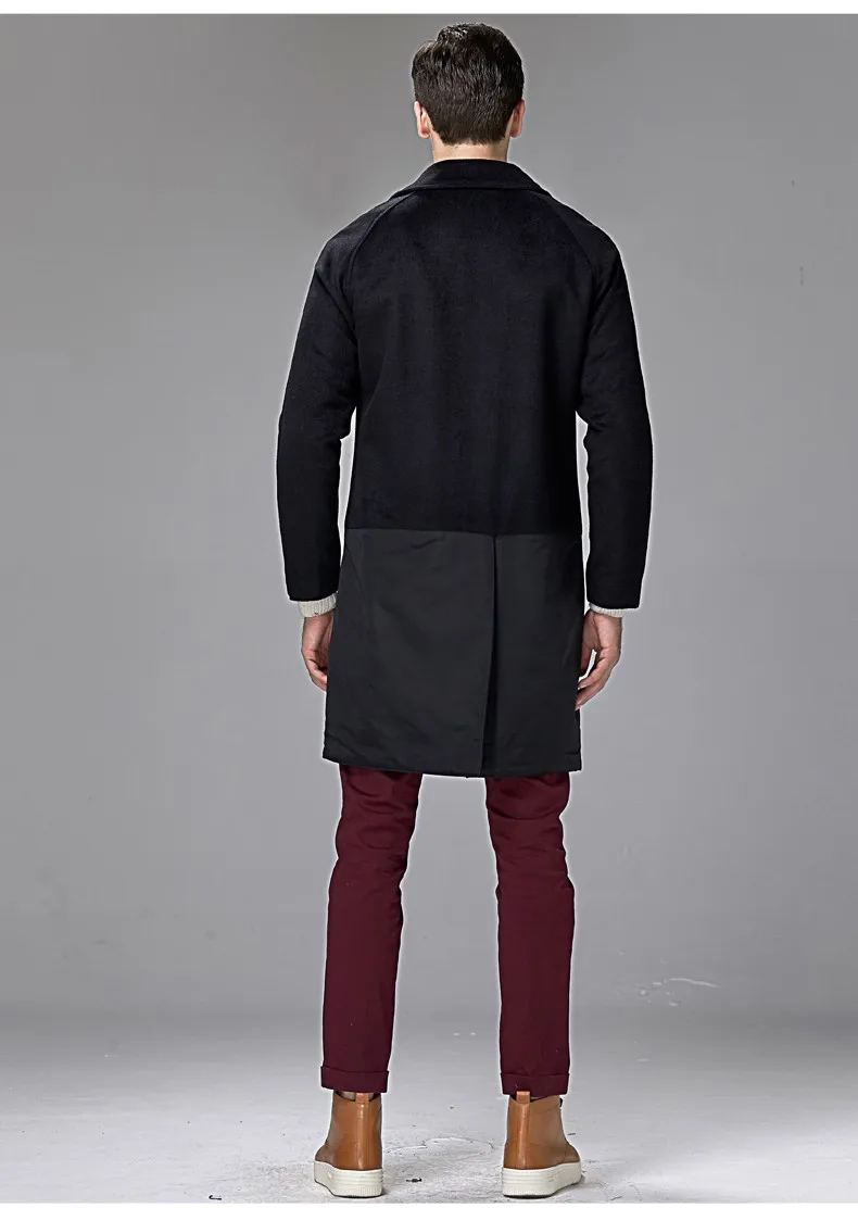 Черная Легенда URSMART новая Двусторонняя одежда мужское шерстяное Пальто однобортное британское мужское черное пальто