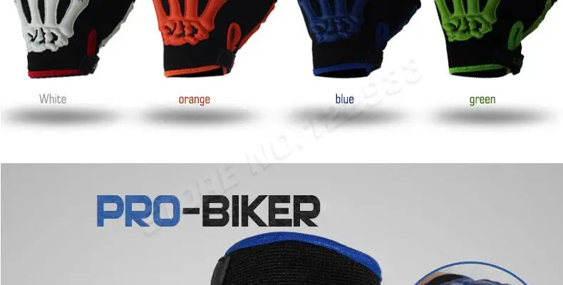 PRO-BIKER Череп Стиль мотокросса внедорожные гоночные перчатки Мотоциклетные Перчатки MTB велосипед Велоспорт полный палец перчатки Luva