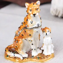 Великолепная шкатулка с изображениями Ягуара, леопарда, Ювелирное Украшение, шкатулка для ювелирных изделий с инкрустация кристаллами, статуэтка для таблеток