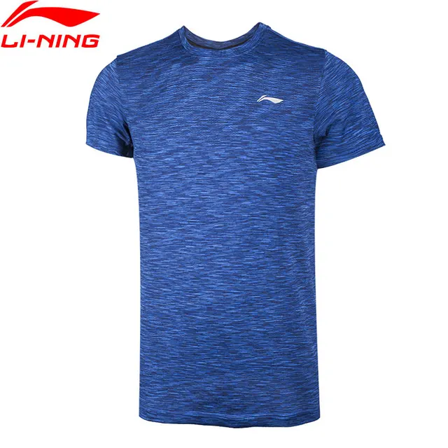 Li-Ning Мужская Спортивная футболка для бега Slim Fit 100% полиэстер Подкладка футболка Удобная дышащая футболка Топы ATSN073 MTS2746