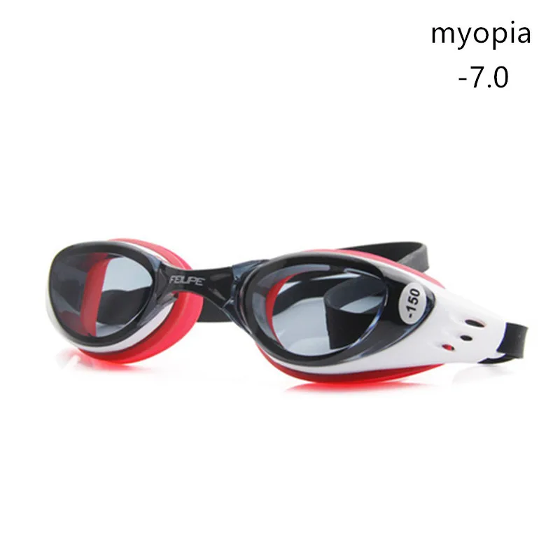 Очки для плавания, диоптрия, близорукость-от 1,5 до-10, для плавания, для бассейна, анти-туман, HD, силиконовые очки для дайвинга, Детские с коробкой - Цвет: myopia red 700