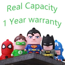 FullCapacity Резина Симпатичные с рисунком Супермен Бэтмен Mini USB 512 ГБ Флешка 3,0 ручка подарка диск Memory Stick Key Card 8 ГБ-2 ТБ