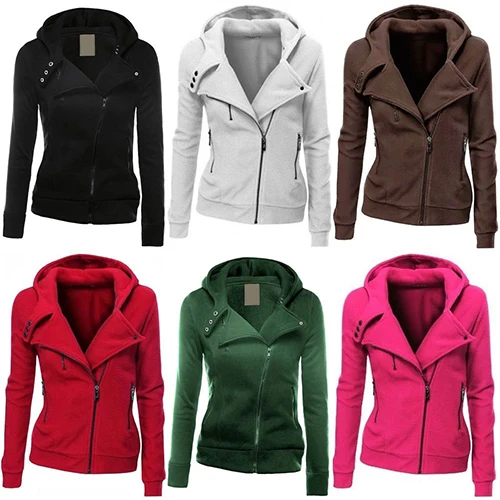 

Women Fashion Zipper Hoodie Hooded Sweatshirt Coat Jacket Casual Slim Outwear