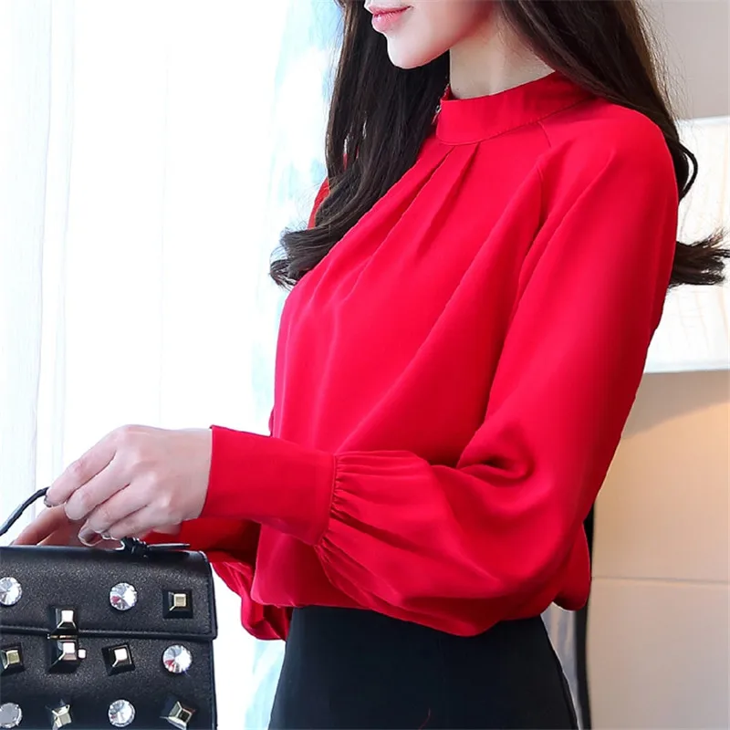 Prix BIBOYAMALL Femmes Blouses Chemisier En Mousseline Printemps Blusa Feminina Tops À Manches Longues Mode Chemise Femme Femme Chemises Plus La Taille