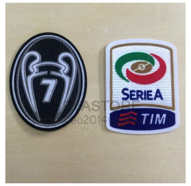

2 pcs AC MILAN patch SERIE A 7 times 15 16 Lega Calcio TIM RUBBER Serie a soccer patch SILICONE patch soccer badges